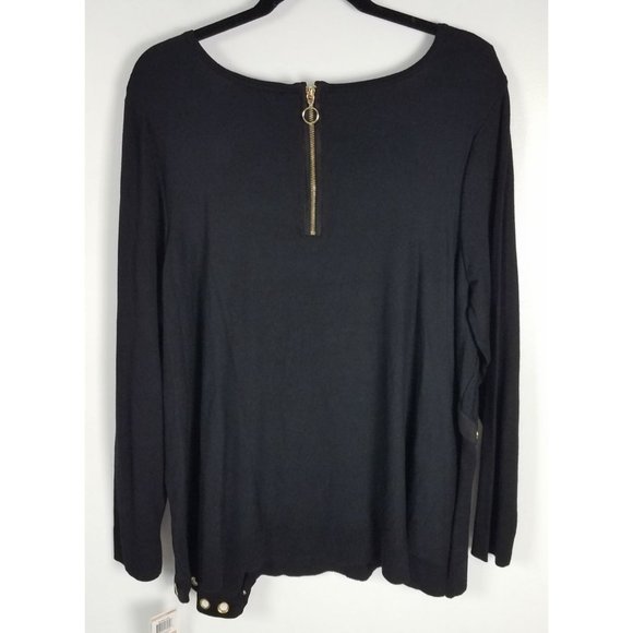 I.N.C Woman Sz. 2X Black Lightweight Sweater W/ Gold/Suede Details NWT - Picture 5 of 7